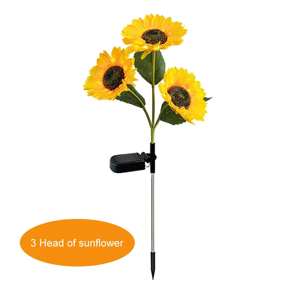3 Head Solar Sunflower Lights LED Light Garland Outdoor Waterproof Garden Lawn Party Christmas Decoration Solar Powered Lamp
