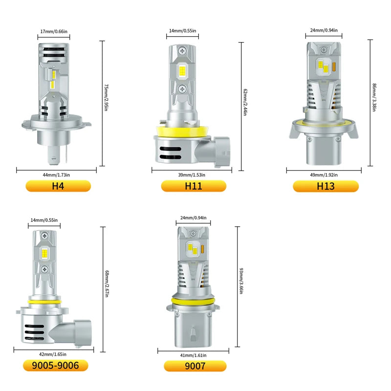 New 2 PCS HB3 9005 Led Headlight Bulb H11 H7 H13 H4 9004 900