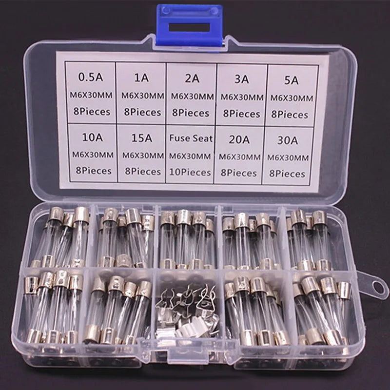 100/72pcs Car Fast-blow Glass Fuses Car Glass Tube Fuses 0.2