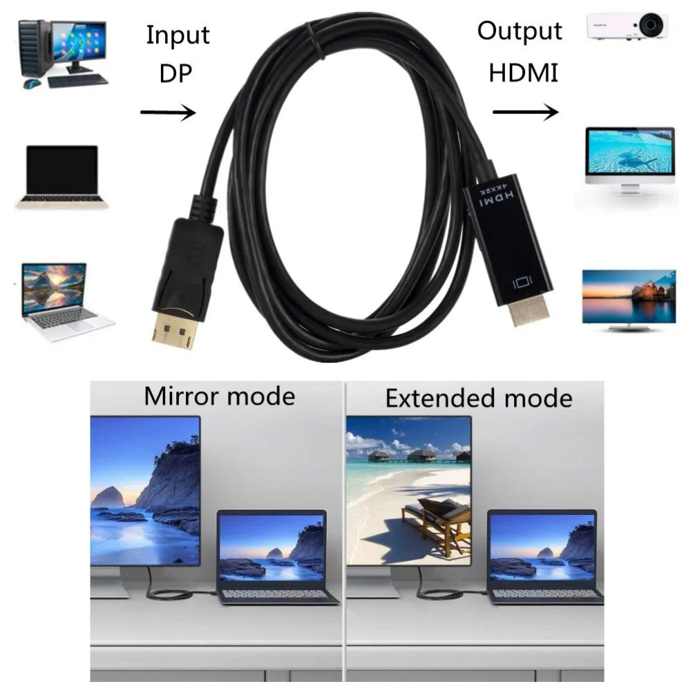 1.8M DP To HDMI-compatible Cable 4k DisplayPort To HD Adapte
