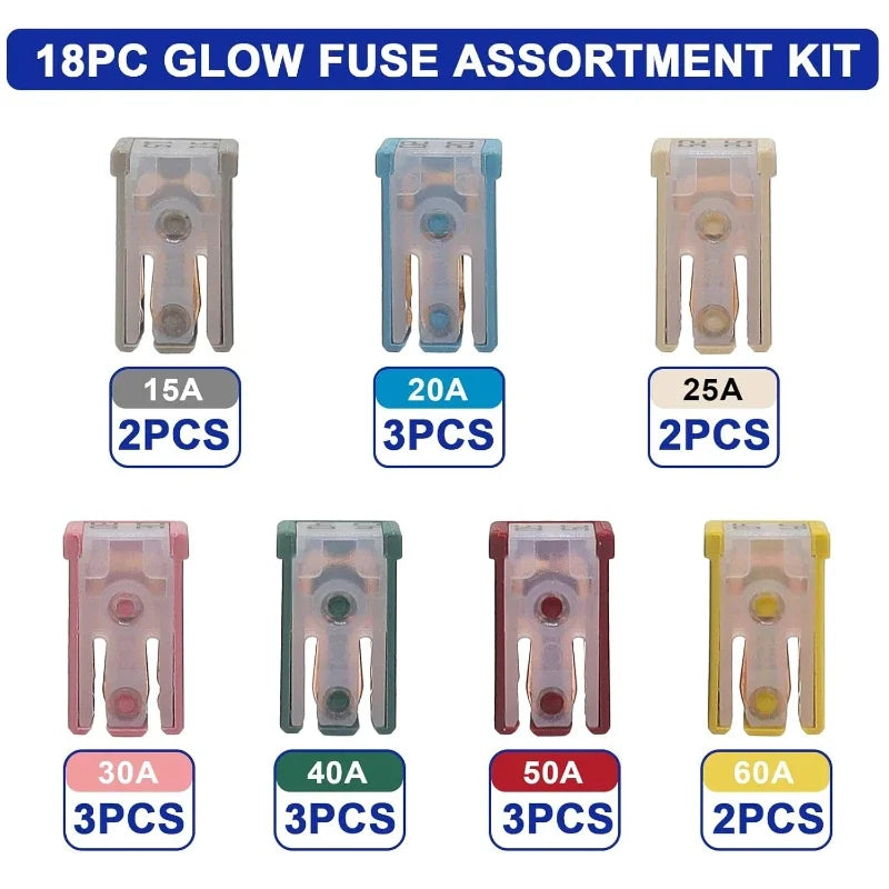 18pcs Car Fuses Assortment Kit Square Special Fuse Sleeve Ki