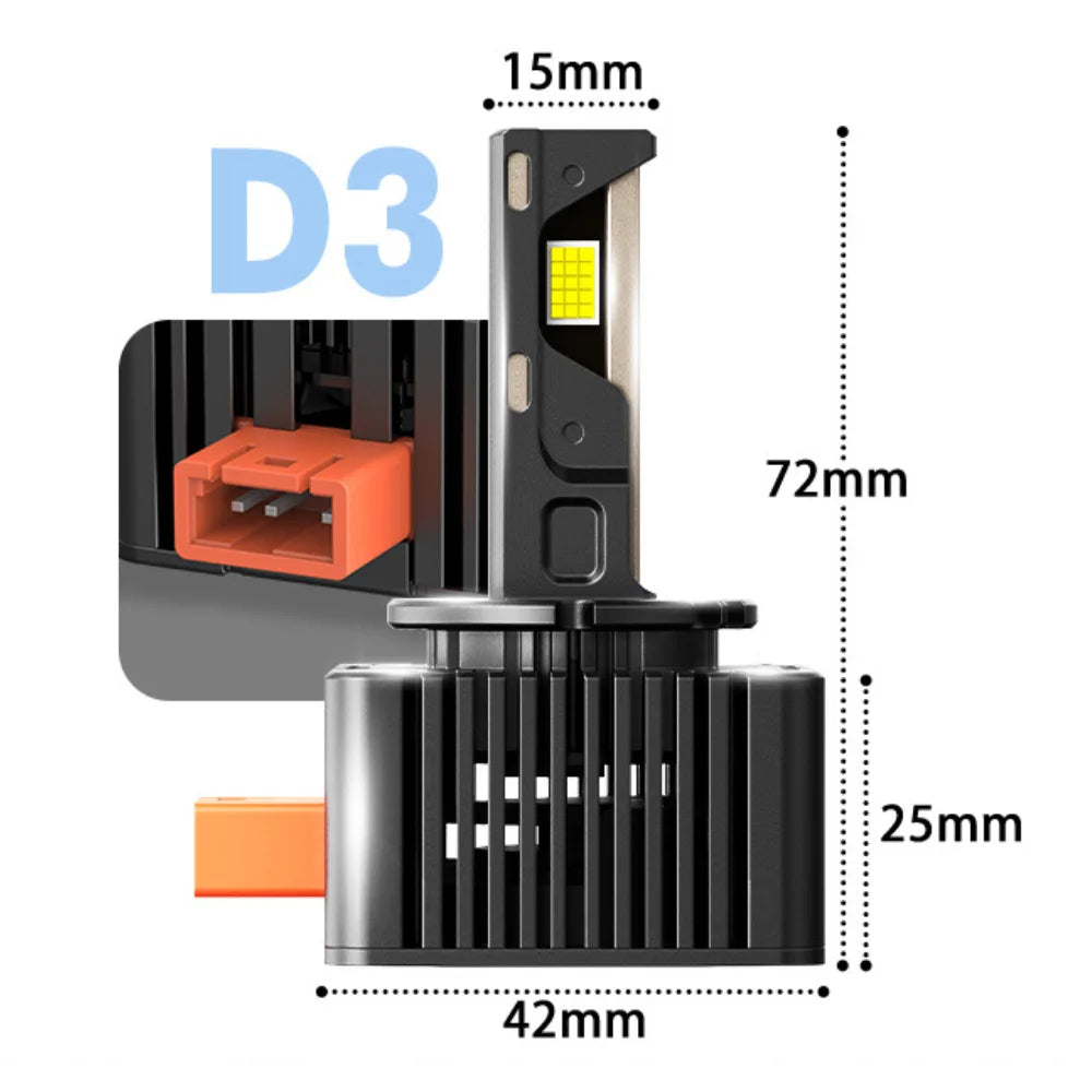 BEVINSEE 80W 8000LM Super Bright LED Car Lights CANBUS D1S D1R D3S D3R D2S D5S Replace HID Xenon LED Headlight Bulbs 6000K 12V