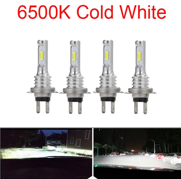 4PCS H7 LED H4 Headlight Bulbs High Low Beam 6000K White Lights Car Fog Lights Auto DRL H11 CSP Chips 12V 24V 80W 3000K 4300K