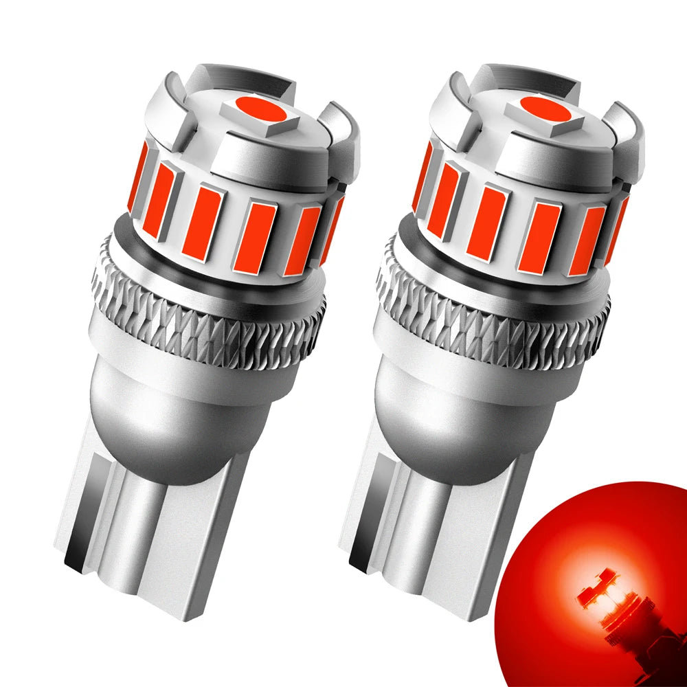 AUXITO 2Pcs Canbus T10 LED White W5W LED Bulb No Error Car Interior Trunk Lights Side Marker License Plate Lamp Red Yellow