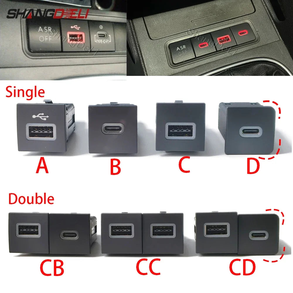 For VW Golf 6 MK6 Jetta 5 MK5 Scirocco 2006 - 2012 Car USB C
