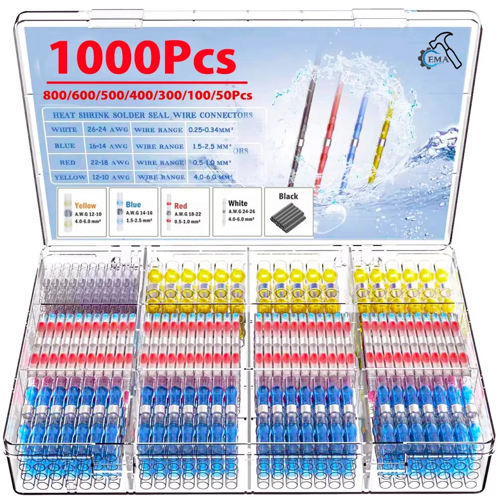 50-1000Pcs Solder Seal Wire Connectors Heat Shrink Solder Bu