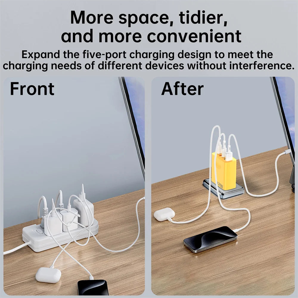 120W Multi Port USB C Fast Charger PD Charging Type C QC3.0 