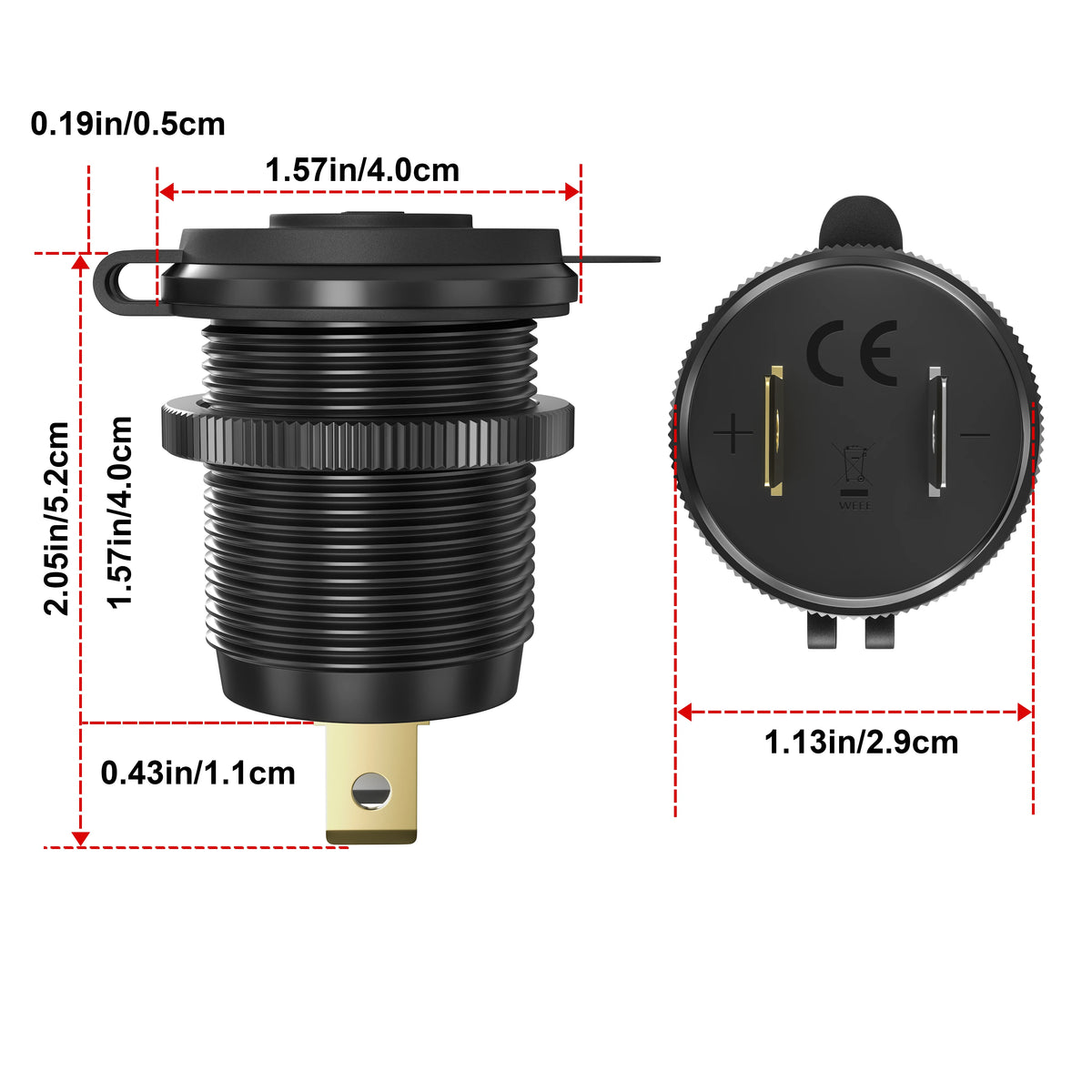 Super Charger Type C Fast Charging socket 12V/24V 60W Dual U