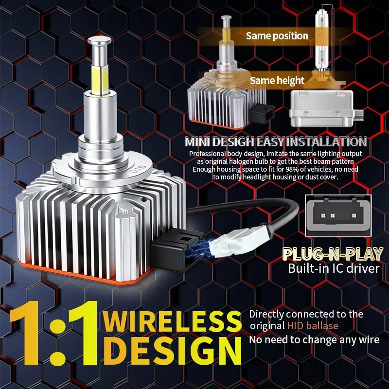 2PCS D1S D3S LED Headlight Bulbs 360 70W 900% Brighter 32 CS