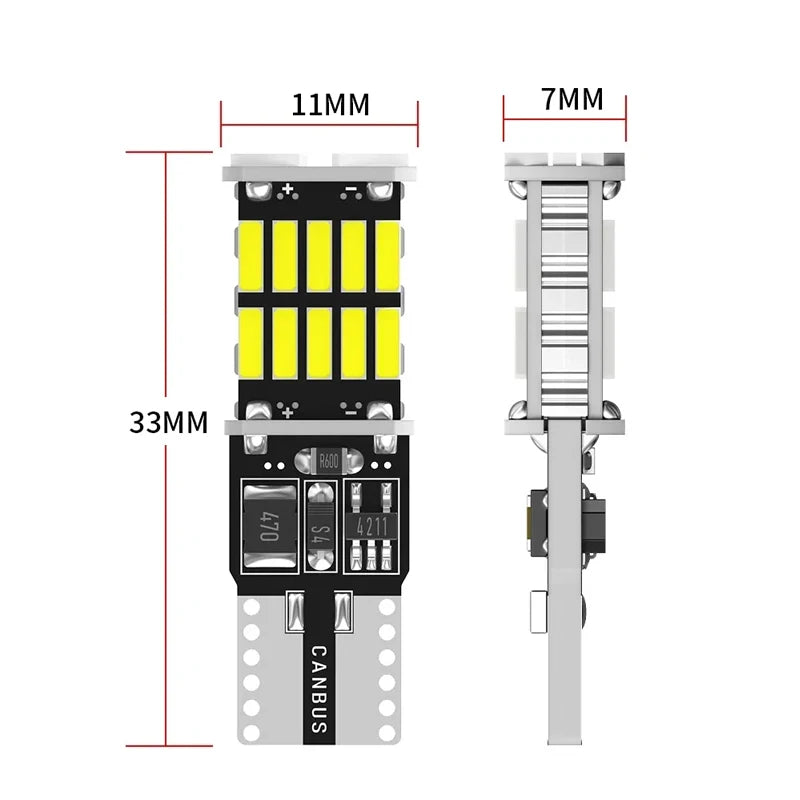 2pcs W5W 194 T10 4014 26smd Canbus LED Car Bulb 6000K White 