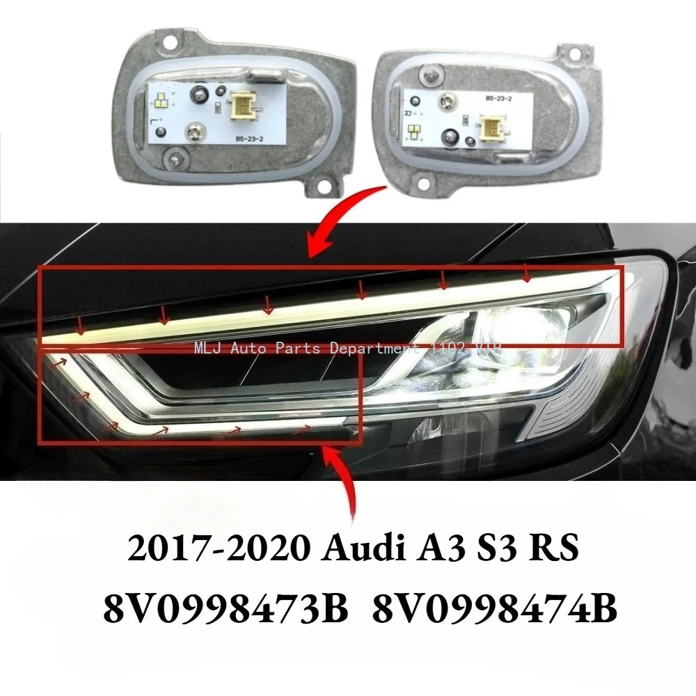 LED Headlight DRL Module 8V0998473B 8V0998474B White Lightsource Angel Eyes Daylight for Audi RS3 S3 A3