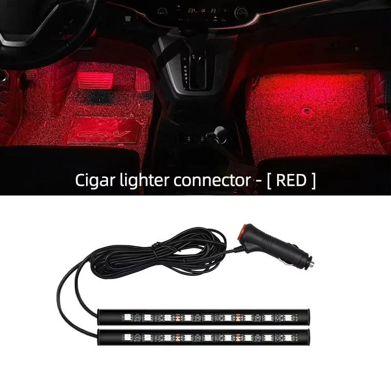 Car Neon Light Foot Light LED Interior Decoration Backlight Cigarette Lighter 5V USB Atmosphere Lamp Vehicle Accessories