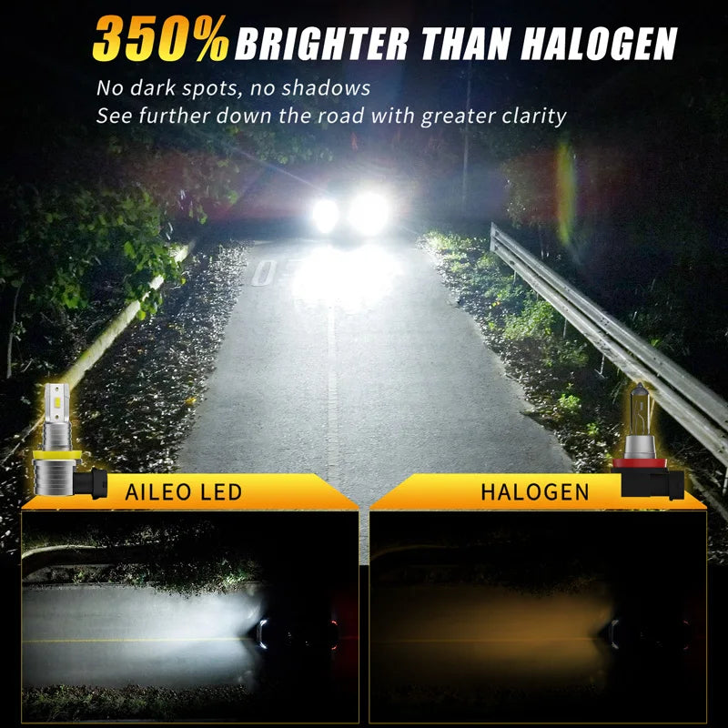 AILEO New 2 Pcs H8 H11 LED Headlight Bulbs 9005 HB3 9006 HB4