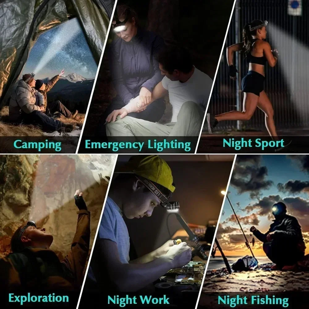 Multifunctional 8 LED Headlamp USB Rechargeable 8 Modes Head