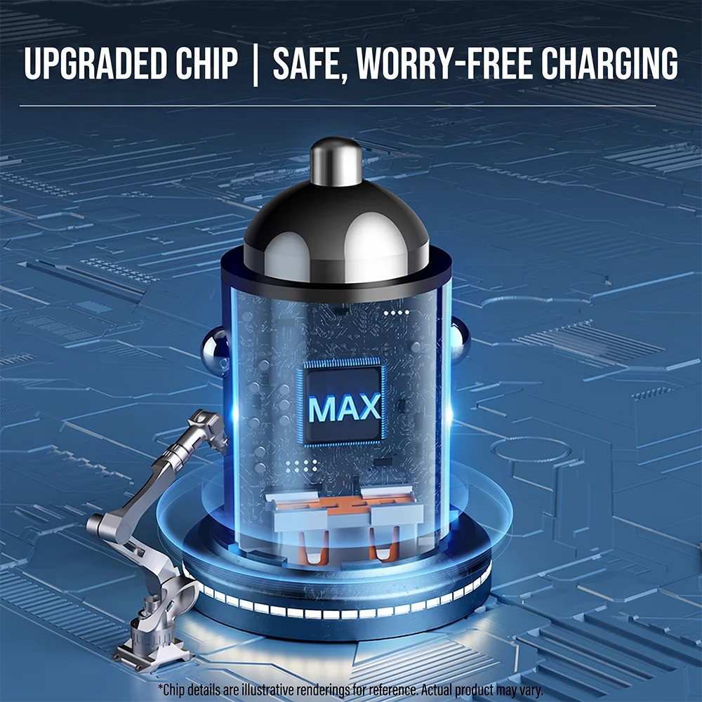 Mini Super Car Charger USB C Dual Port Fast Charging Adapter