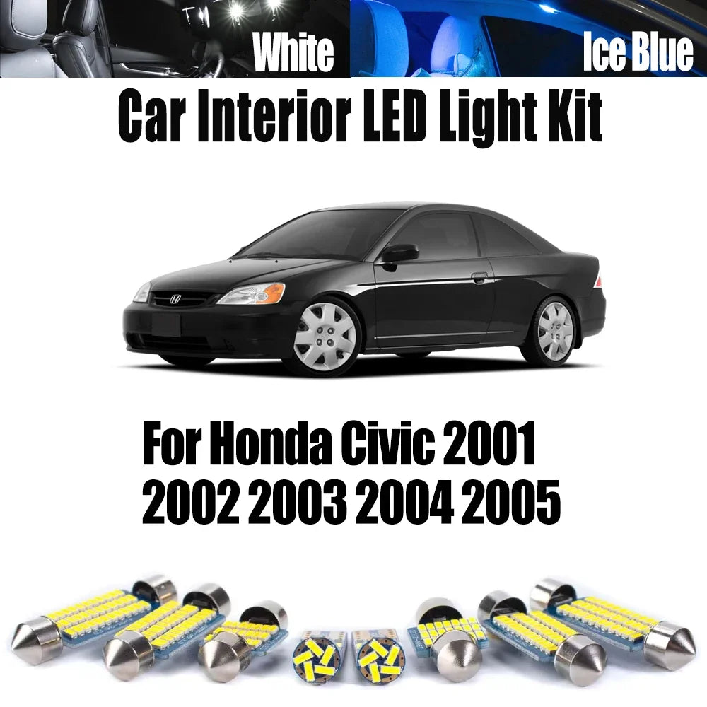 11-Piece LED Interior Light Kit for Honda Civic 2001-2004 - Canbus Error-Free Interior Bulbs