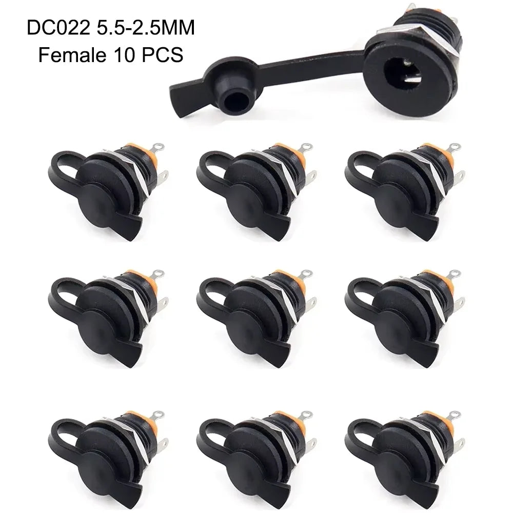 10 Pack DC022 B Power Jack Panel Mount Connector DC 5.5mm x 2.1 DC 5.5mm x2.5mm Female Solder Type Power Jack Socket