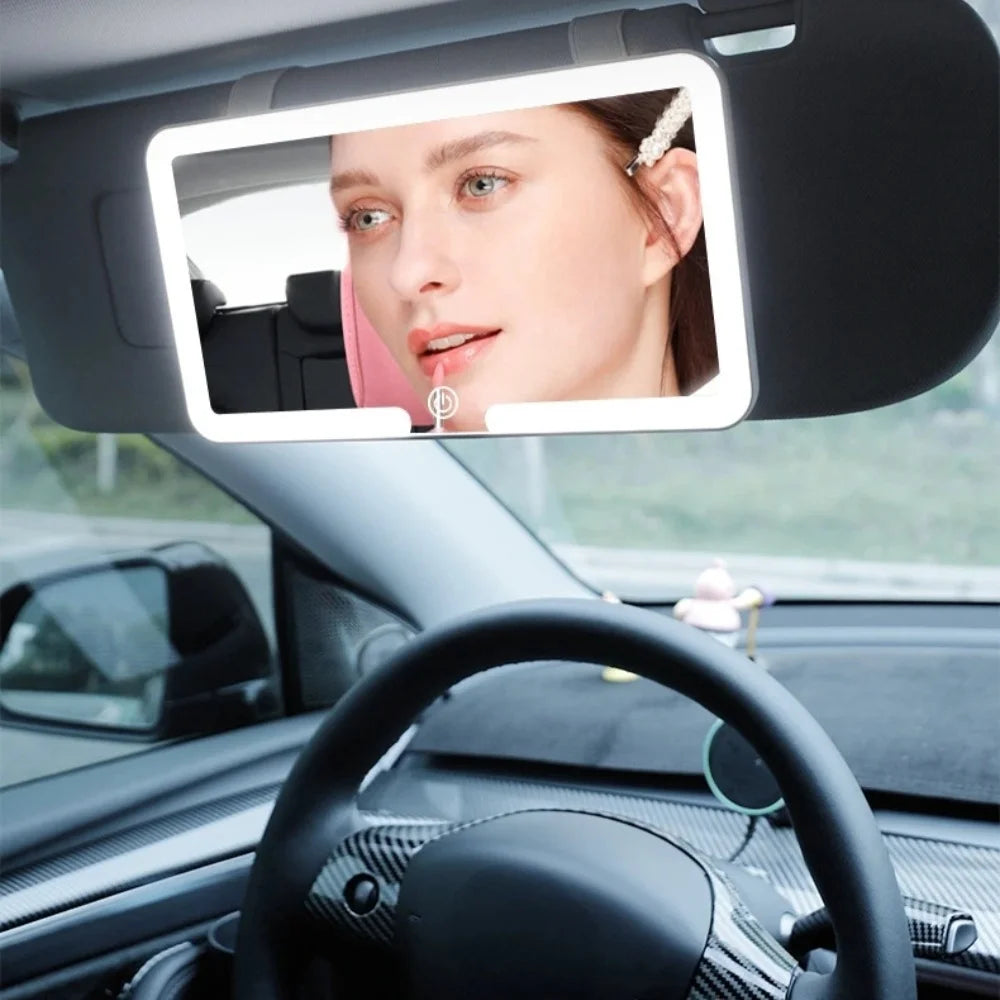 Car Interior Mirrors Sun Visor Plate LED HD Makeup Mirror fo