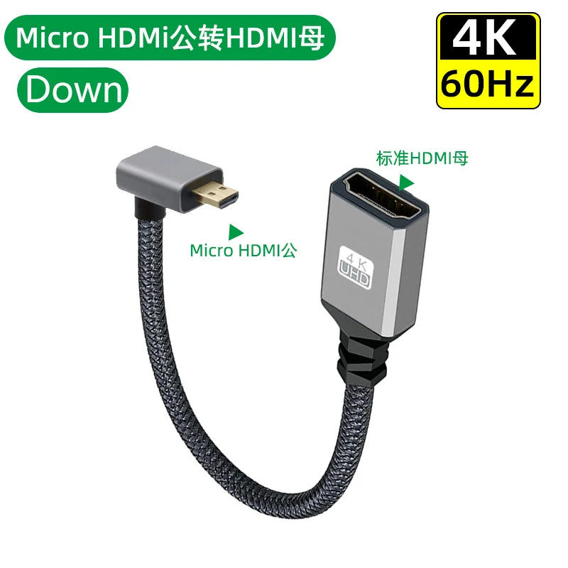 4K60Hz HDMI Male To Female Extension Cable Micro/Mini HDMI-Compatible adapter left/right/up/down Extender Wire Cord