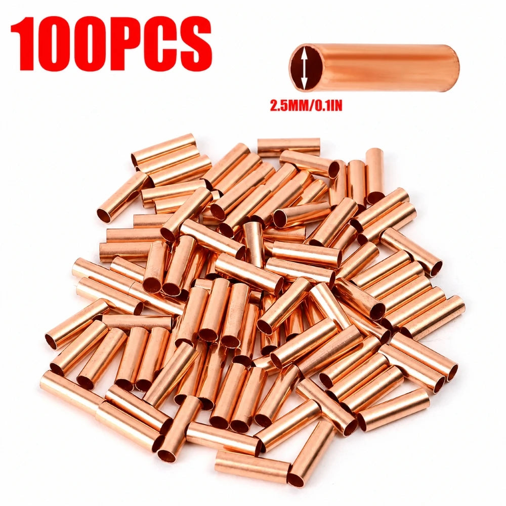 500/100 Pcs Copper Ring Terminals Wire Crimp Connectors Bare Cable Battery Terminals Soldered Connectors for Electrical Wiring
