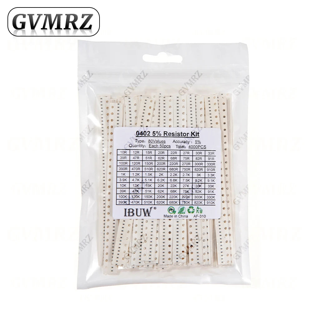 0201 0402 0603 0805 1206 1% 5% SMD Resistor Assorted Kit 1R-1M 10K 100K 1K 100R Resistance Set DIY 1R00 0R82 0R47 0R33