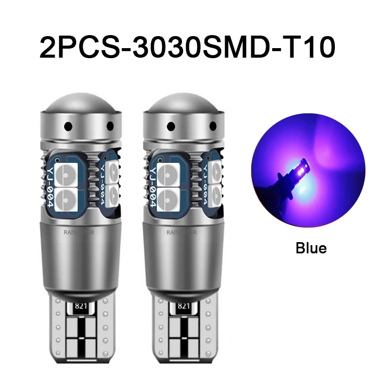 NLpearl 2Pcs W5W T10 LED CANBUS No Error 194 LED Signal Light 3030 10SMD Car Interior Side Light Marker Parking Bulb Auto Bulbs