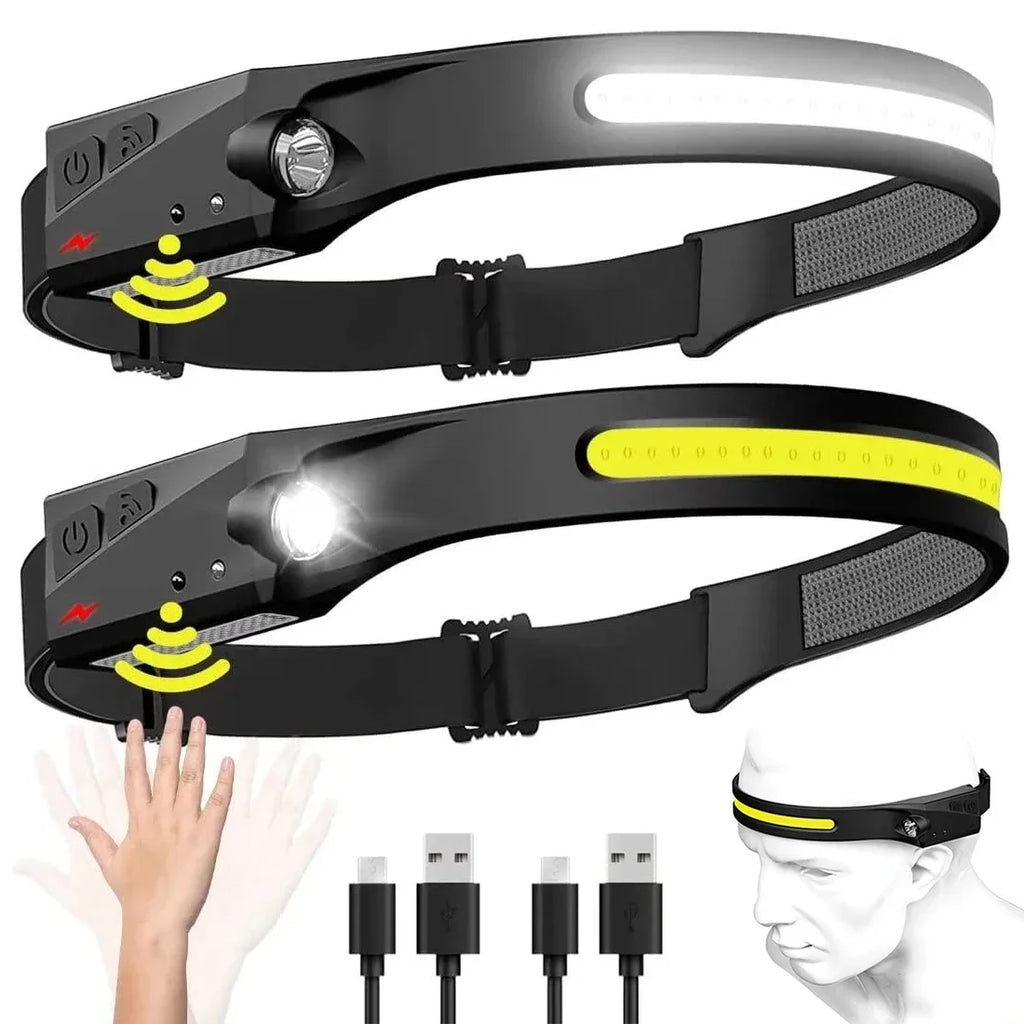 1/2/3PCS LED Induction Headlamp Camping Search Light USB Rec