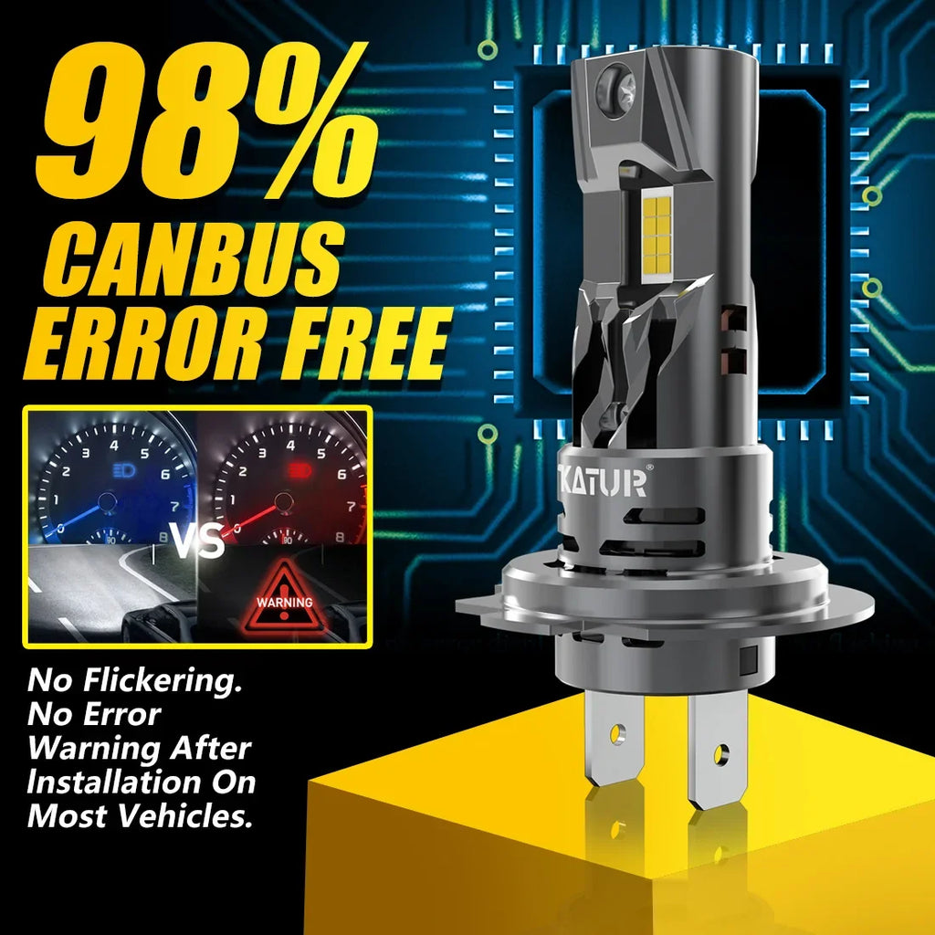 Katur 2pcs H7 Trubo LED Canbus Headlight Bulb 20000LM 100W f