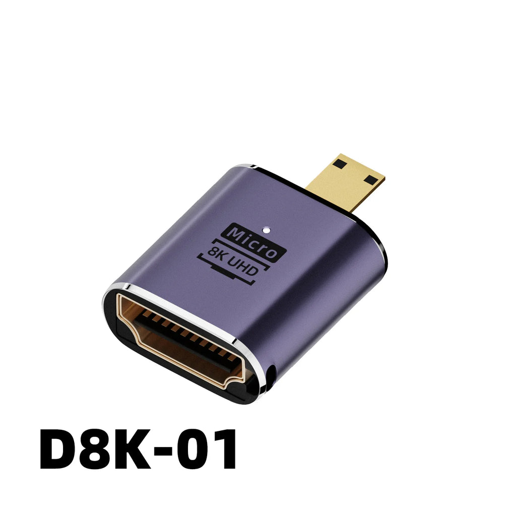 360 Degree Angled U-shaped L Converter Mini HDMI Male to HDMI-compatible 2.1V Female Extension 4K 5K 3D UHD 8K 60Hz Adapter