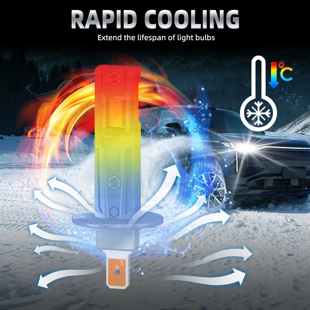 4PCS H1+H7 6000K Combo LED Headlight High Low Beam Bulbs Kit
