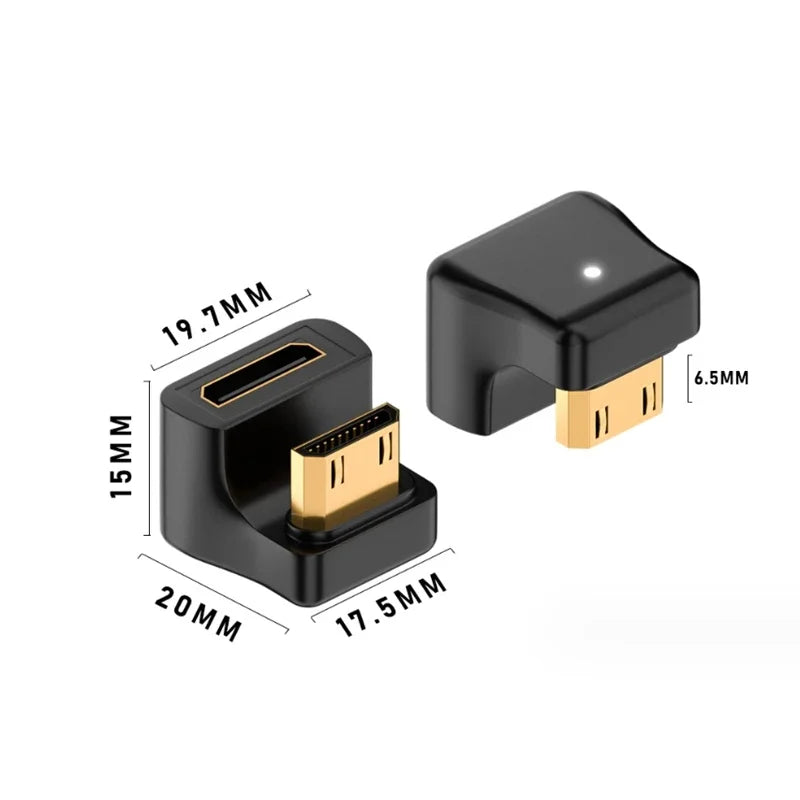 360 Degree Angled U-shaped L Converter Mini HDMI Male to HDM