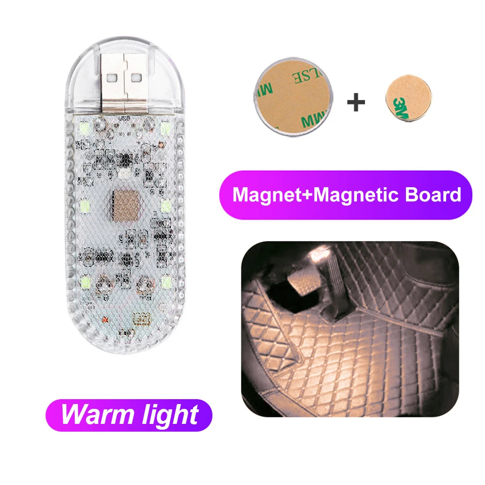 1/2X LED Touch Light Mini Wireless Car Interior Lighting Auto Roof Ceiling Reading Lamp for Door Foot Trunk Storage Box Charger