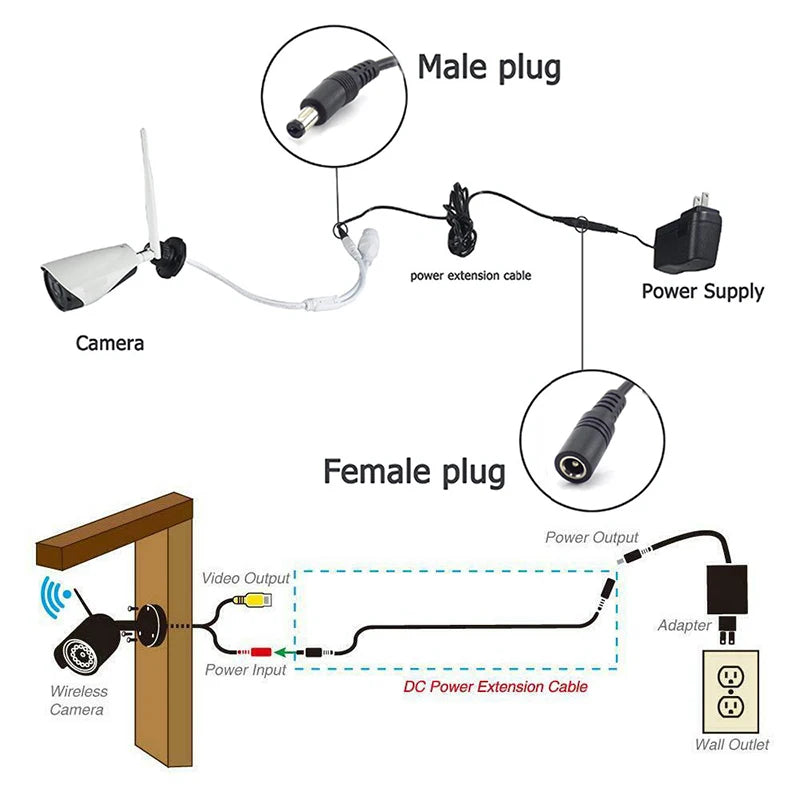 DC Female to Male Extension Cord 5V 2A 3.5x1.35mm / 12V 5A 5