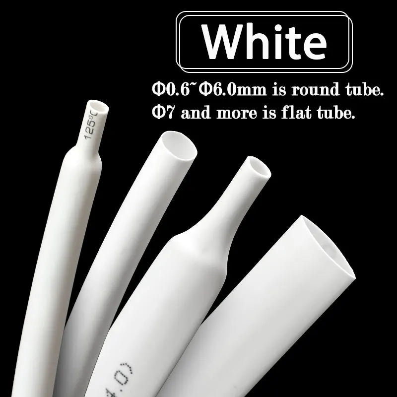 3/5M White 2 1 Shrink Ratio Heat Shrink Tube Diameter 0.6mm 80mm Insulated Cable Protecctor Connector Sleeving DIY Wrap Wire