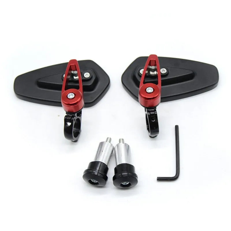1 Pair 7/8" 22mm Universal Motorcycle Aluminum Rear View Black Handle Bar End Side Rearview Mirror Car