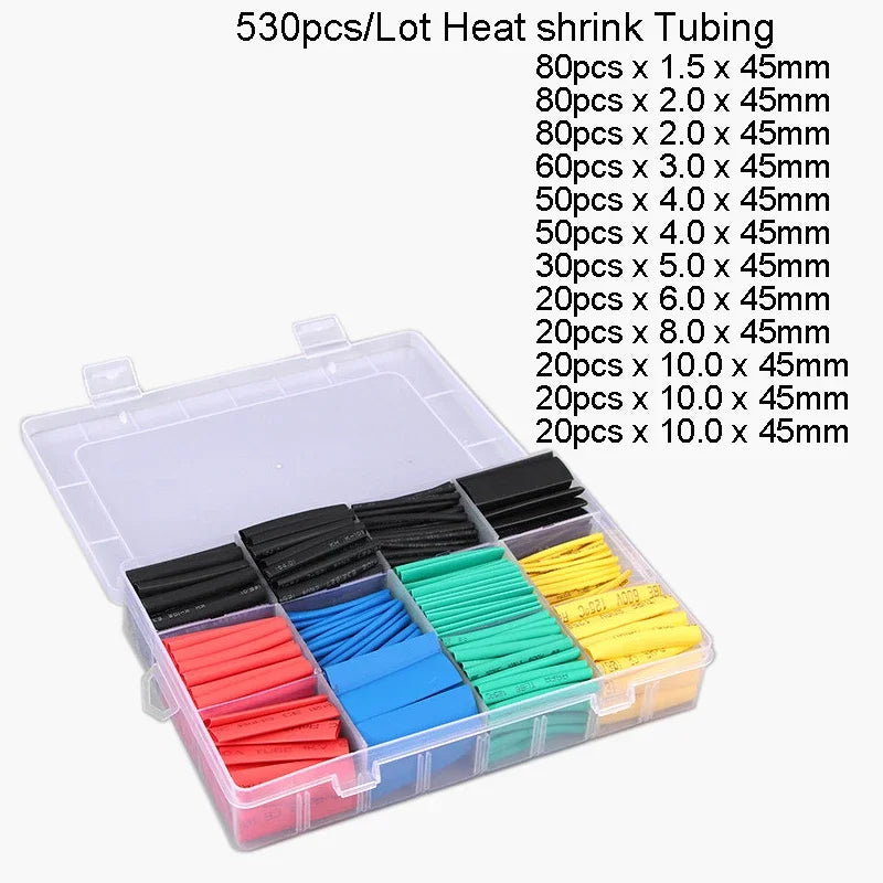 530/127pcs Heat Shrink Tubing Sleeves Polyolefin Set 2 1 Shr