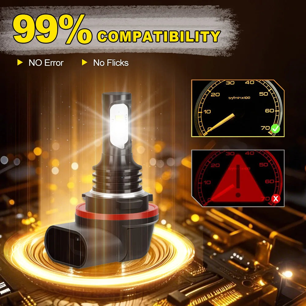 2Pcs LED Lamps 3-PINS LED Headlight Bulb 6000K 90W 34901-HR3