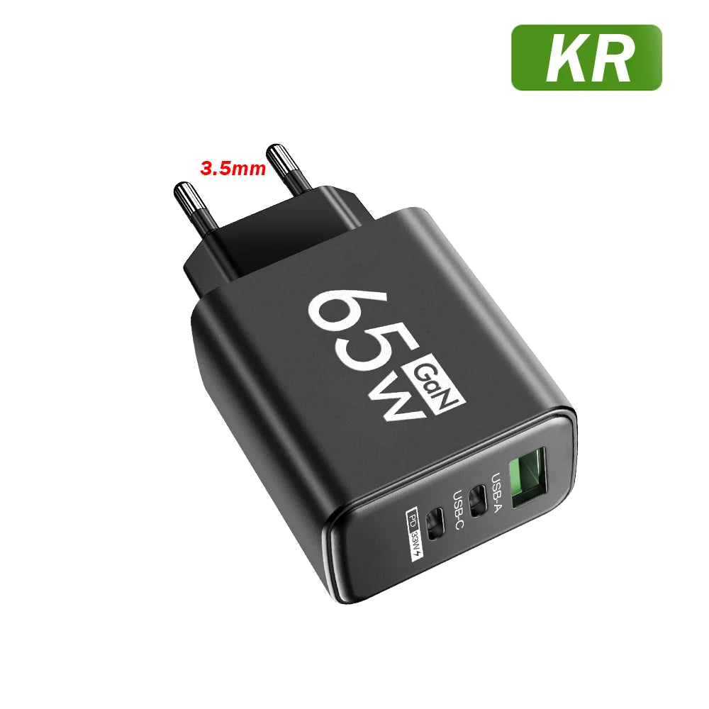 65W USB Type C Charger PD Fast Charging Mobile Phone Quick Charge Charger For iPhone Xiaomi Samsung Huawei Travel Power Adapter