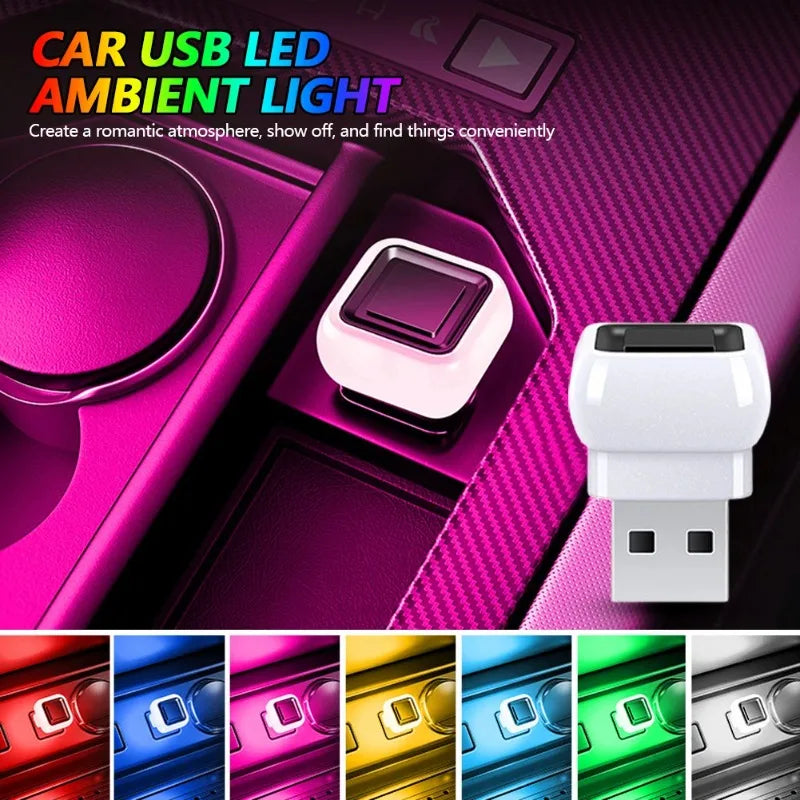 2pcs USB Powered Car Interior LED Ambient Light Plug Play Mi