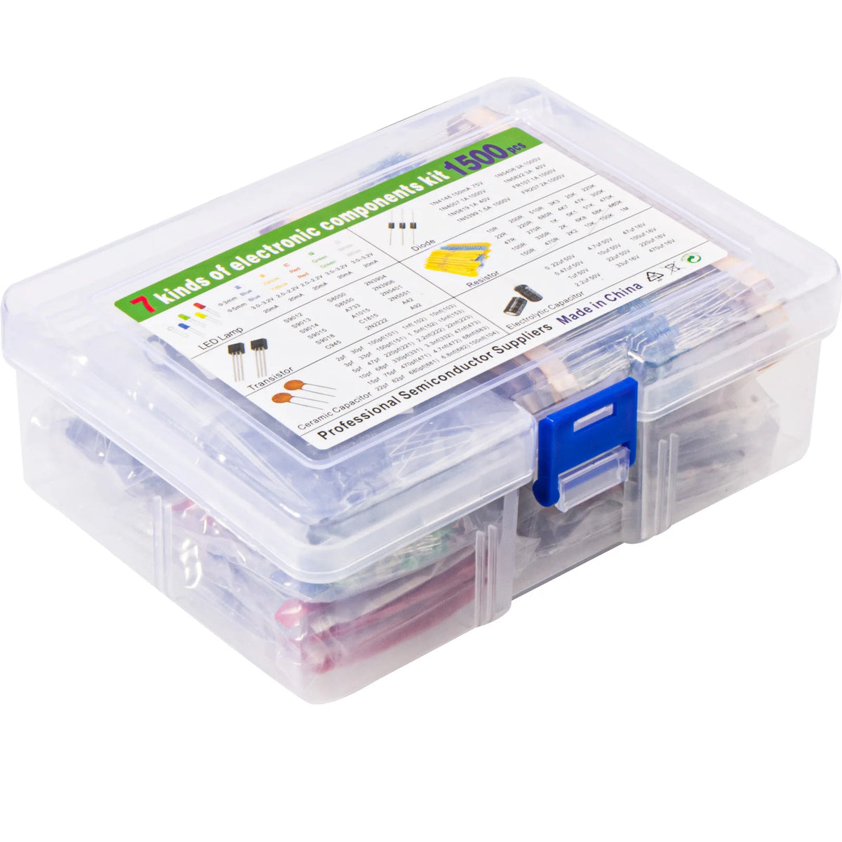 1500pcs Electronics Component Assortment Kit Capacitors Led 