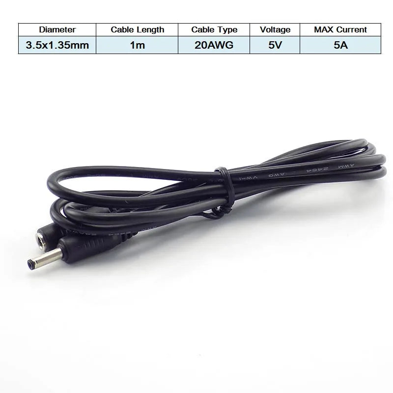 DC Female to Male Extension Cord 5V 2A 3.5x1.35mm / 12V 5A 5.5x2.1mm Plug Jack Connector Cable Power Supply Adapter Line