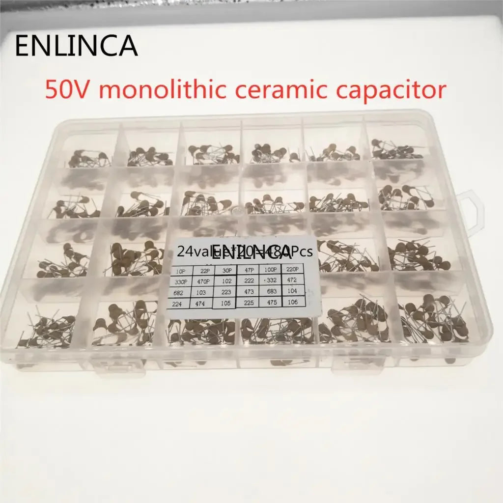 24values 20pcs 480pcs Monolithic Ceramic Capacitor 10pF 10uF