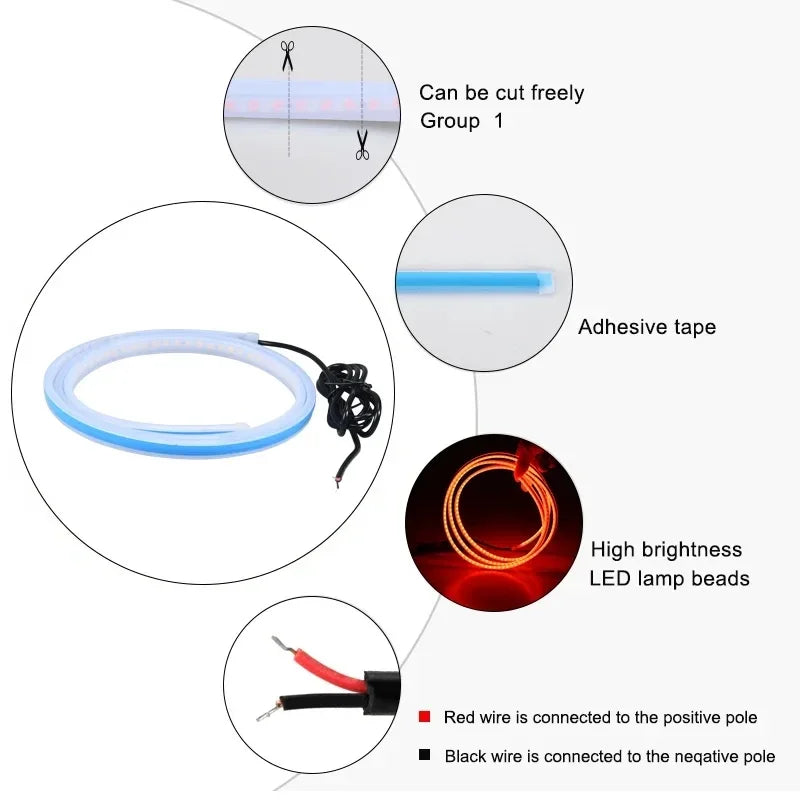 120cm LED Daytime Running Light Scan Starting Car Hood Decor