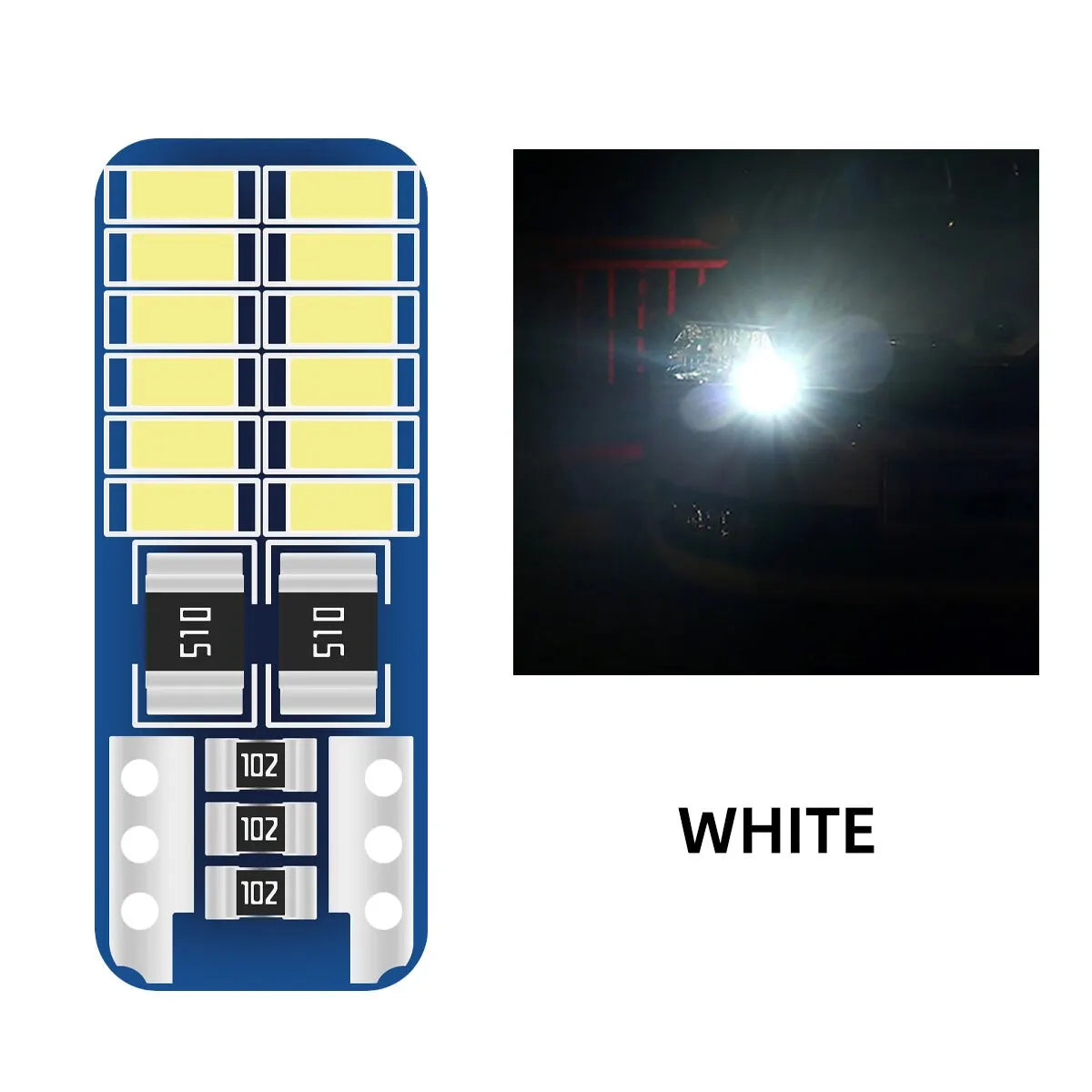 20PCS T10 W5W LED Canbus 3014 24SMD No Error 194 168 T10 LED Car Interior Instrument Light Bulb Lamp 12v Universal White 6000k
