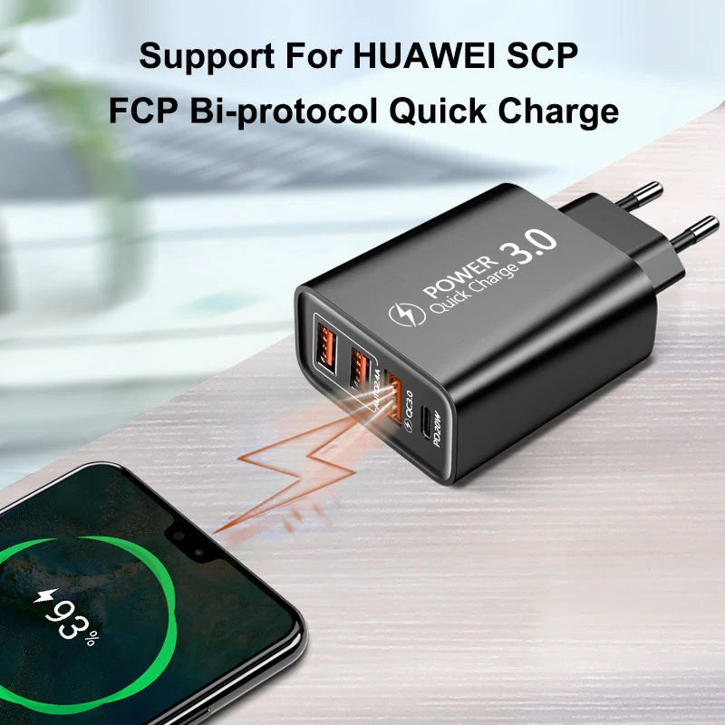 PD 30W Fast Charging Charger Multi Ports Quick Charging Adap