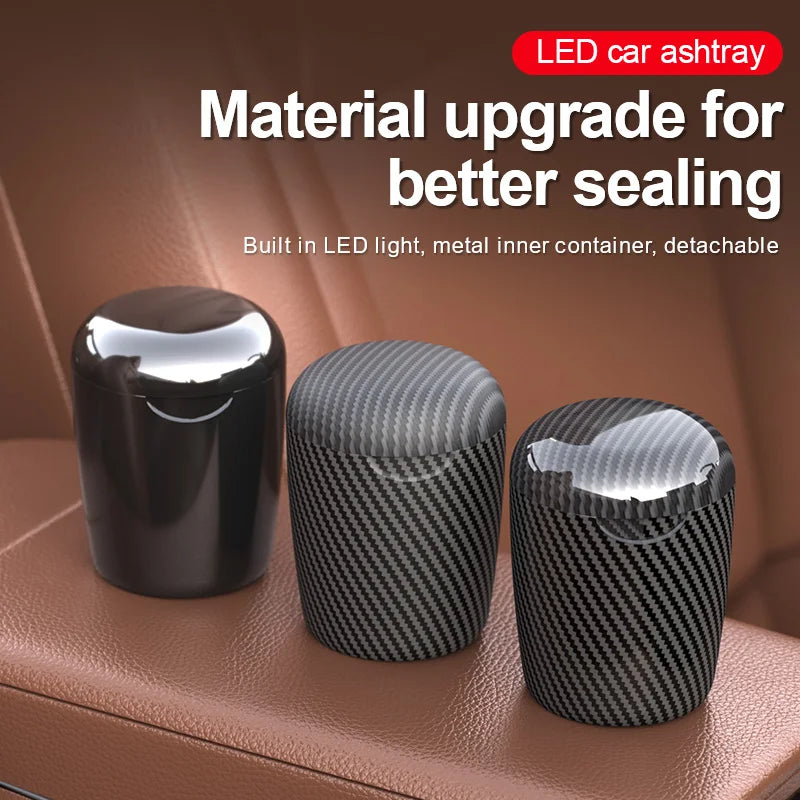 Car Ashtray Universal One Click Open Lid Personalized LED Am
