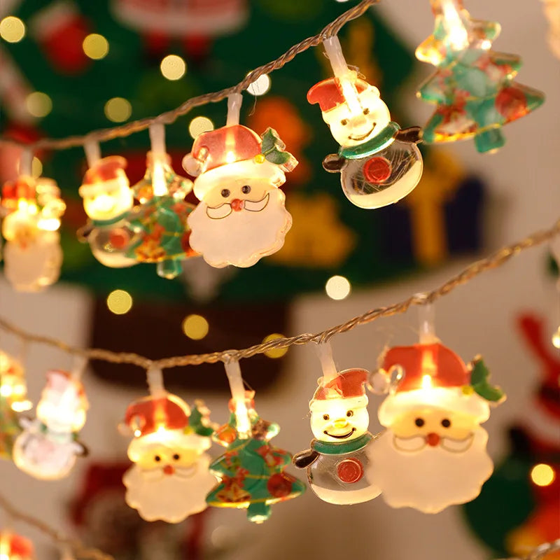 2024 Christmas Lights String Santa Claus Snowman Battery-ope