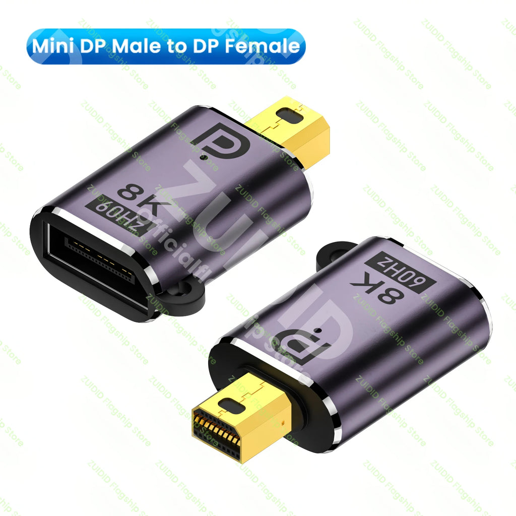Mini DP to Displayport 1.4 Adapter Converter 8K 60Hz Bi-Directional DP to Mini DP Male to Female Cable Extender for MacBook Pro