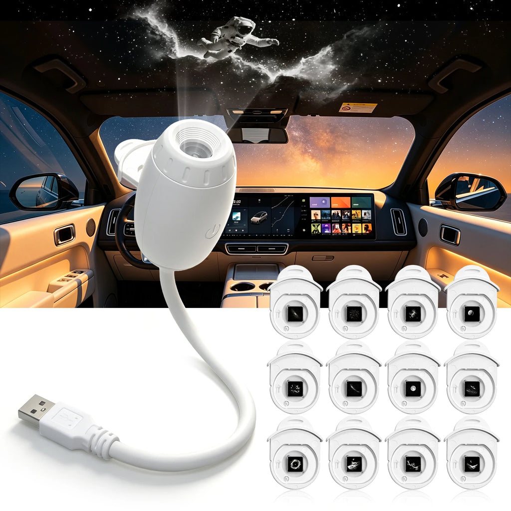 White Car USB Ambient Light Large Range Projection Romantic 