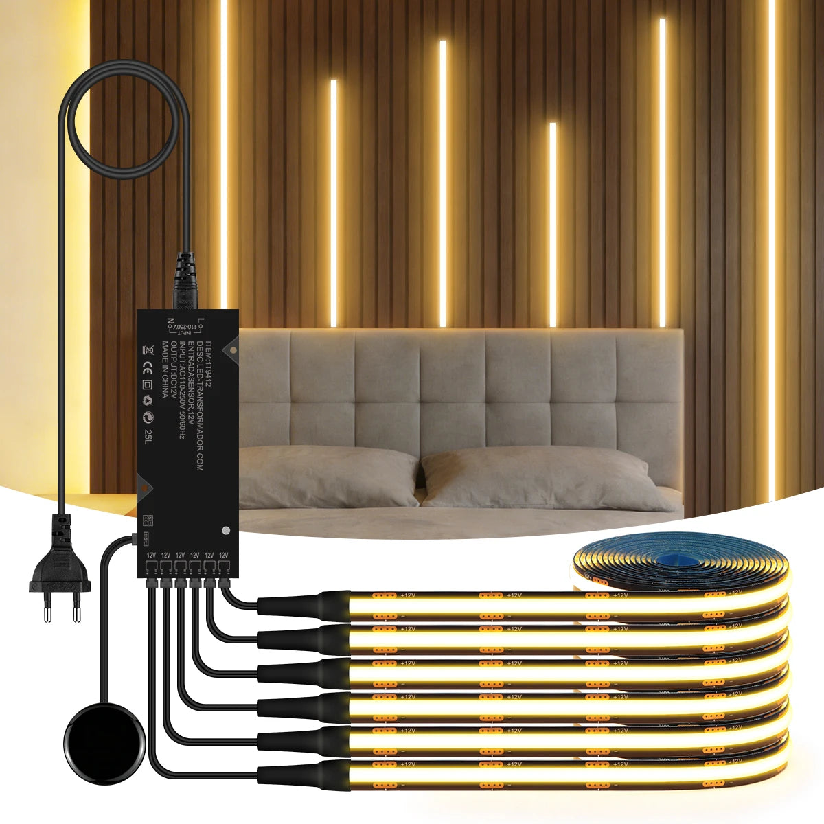 Walnut Wood Grille Acoustic Curtain Wall Panel LED Light Str